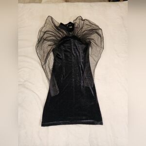 Zara Black Velvet Dress with Sheer Accents